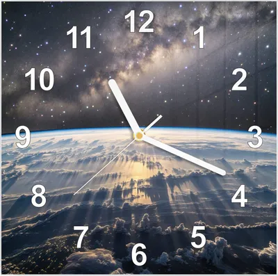 Produktbild von Wanduhr aus Glas mit Motiv Weltall Sonnenaufgang- 30 x 30 cm - inkl. Aufhängesystem