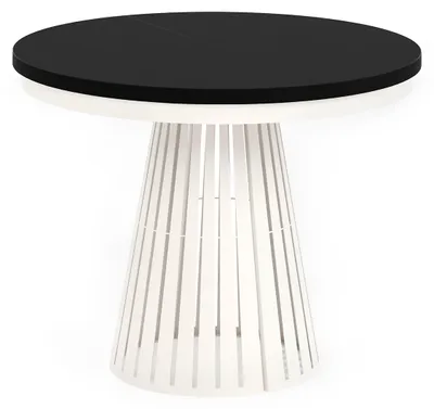 Produktbild von MEBLINI Esstisch Rund Ausziehbar aus Metall - 100-176x76cm - CONEY - Schwarz Matt/Kaschmir - Loft - Esszimmertisch Modern - Küchentisch - Ausziehtisch - Round Dining Table