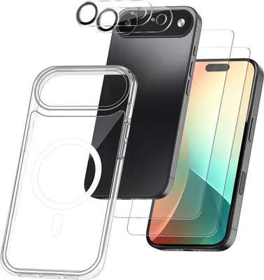 Produktbild von Handy Hülle für Apple iPhone 17 Air Handyhülle mit 2x Display und Kameraglas Magnetring Case Cover Bumper Backcover Schutzhülle Magnethülle Farbe: Transparent