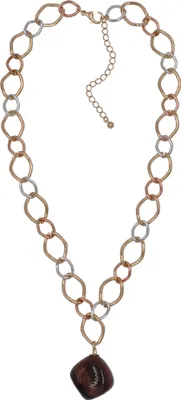 Produktbild von Steuer Modeschmuck Anhänger mit Kette Metall Tigerauge braun 54 cm lang
