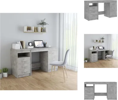 Immagine prodotto di vidaXL Scrivania grigio cemento 140x50x76 cm in legno - Scrivanie