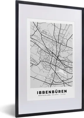 Produktbild von MuchoWow® Gerahmtes Poster Deutschland - Karte - Ibbenbüren - Stadtplan 40x60 cm - Poster mit Schwarzem Bilderrahmen Wandposter Rahmen Foto Bilder - Poster in Rahmen
