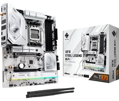 Produktbild von Asrock X870 Steel Legend WiFi, AMD, Sockel AM5, AMD Ryzen™ 7, AMD Ryzen™ 9, DDR5-SDRAM, 256 GB, DIMM