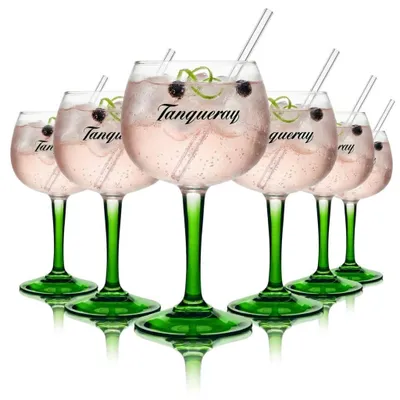 Produktbild von Tanqueray Ballongläser 0,45l – 6er Set Copa Gin Tonic Stielgläser Grün