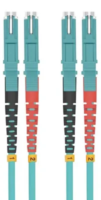 Produktbild von helos LWL Patchkabel E2000®/E2000® (LSH) Duplex 50/125µm OM3 aqua 2,0m