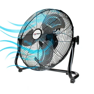 Produktbild von JooTech Ventilator | Bodenventilator | Ø45 cm | 3 Geschwindigkeitsstufen | 100 Watt | Windmaschine | Standlüfter | Raumkühler | Power Lüfter | Schwarz | Metall Ventilator