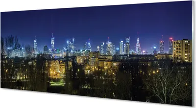Produktbild von Glasbilder 125x50 Wandkunst Nachtpanorama von Warschau