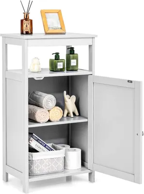 Immagine prodotto di Mobili da bagno KOMFOTTEU con ripiano e armadio a ante, 45 x 30 x 84 cm, mobile da appoggio in MDF, mobile contenitore per soggiorno, bagno, camera da letto, cucina (bianco)