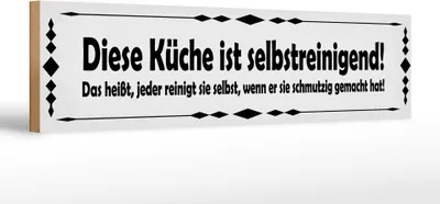 Produktbild von Holzschild  diese Küche ist selbstaufräumend, 46 x 10 cm, Holzschilder Spruch Küche Kochmütze