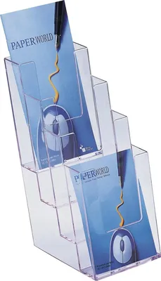 Produktbild von helit Prospekthalter H2352002 1/3 DIN A4 4Fächer PS glasklar