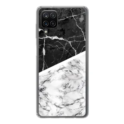 Produktbild von MuchoWow® Handyhülle Schutzhülle Hülle für Samsung Galaxy A12 Marmor - Schwarz - Weiß Silikon Softcase Handy Hülle - Bild