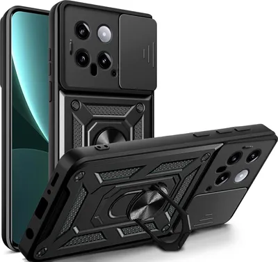 Produktbild von Outdoor Panzer Hülle Xiaomi 14 Handyhülle mit Kameraschutz Ringhalter Backcover Schwarz