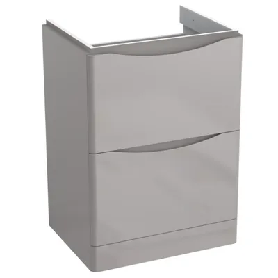 Produktbild von Waschbeckenunterschrank mit 2 Schubladen Grau Hochglanz AUSTIN 59 x 82 x 45 cm Badschrank mit Softclose Badezimmer