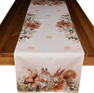 Produktbild von Tischdecke Tischläufer Druck Eichhörnchen Herbst 40 x 140 cm
