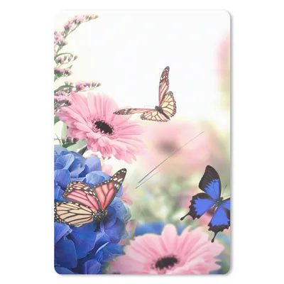 Produktbild von MuchoWow® Mauspad Mousepad Schmetterlinge - Blumen - Hortensien - Insekten 18x27 cm - Mousepads - Maus Mat - Pad - Mausunterlage