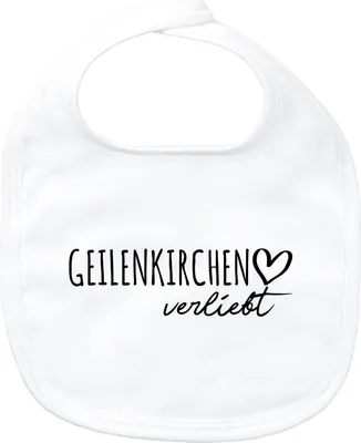 Produktbild von Huuraa Baby Lätzchen Geilenkirchen verliebt White Klettverschluss  Baumwolle Latz Geschenkidee