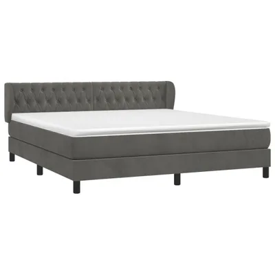Produktbild von vidaXL Boxspringbett mit Matratze Dunkelgrau 180x200 cm Samt