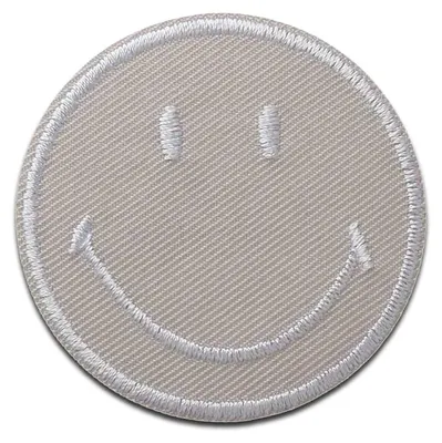 Produktbild von Mono-Quick Smiley hellgrau - Aufnäher, Bügelbild, Aufbügler, Applikationen, Patches, Flicken, zum aufbügeln, Größe: 5 x 5 cm
