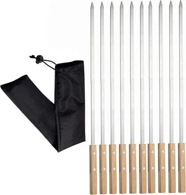 Produktbild von Famanu Grillspieße aus Edelstahl mit Holzgriff - 60 cm, 4 Stück