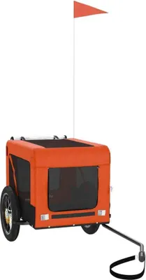 Produktbild von vidaXL Fahrradanhänger Hunde Orange und Schwarz Oxford-Gewebe & Eisen