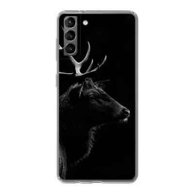 Produktbild von MuchoWow® Handyhülle Schutzhülle Hülle für Samsung Galaxy S21 Plus Hirsch - Schwarz - Porträt - Geweih - Tiere Silikon Softcase Handy Hülle - Handy-Tasche