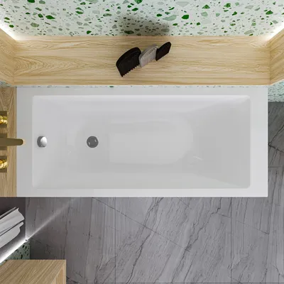 Produktbild von ECOLAM Badewanne Wanne 150x70 cm TAMI Rechteck Acrylwanne Acryl Sanitäracryl weiß + Ablaufgarnitur Ab- und Überlauf Automatik Füße Silikon Set