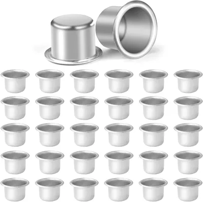 Productafbeelding van Kaarsenhouders Metaal - Kaarshulzen Boomkaarsen - Tafeldecoratie Creëren - Set van 30 stuks - 205 mm diameter - Zilverkleurig