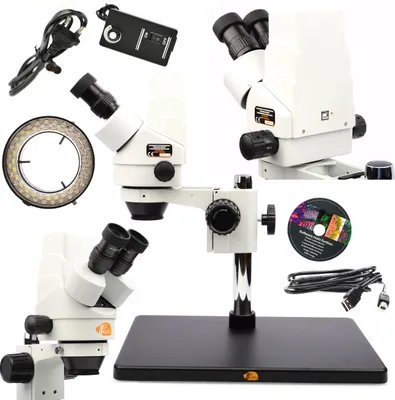 Immagine prodotto di Rosfix Set Pluto Pro MSPP-T-BB1-KU - Microscopio Stereo Trinoculare con Fotocamera USB e Luce Ad Anello LED 56x | Zoom 7-45x, Simul-Focal | CE, RoHS
