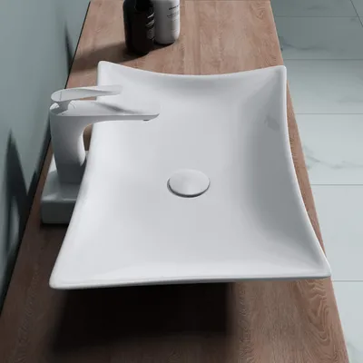 Immagine prodotto di doporro Lavabo Bagno da Appoggio in Vetroceramica Bianca, Lavabo Rettangolare Freestanding 56,5x42x10 cm con Rivestimento Nano, Design Elegante Brš¹ssel891