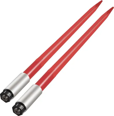 Produktbild von Paar Heugabeln 39" Ballengabel 3000 lbs Tragkraft, Ballenspitzen Schnellkupplung Quadratische Heugabeln 1 3/4", rot beschichtete Ballengabeln, Ballenspitzen mit Sechskantmutter und Hülse für Schaufeln, Traktoren, Lader