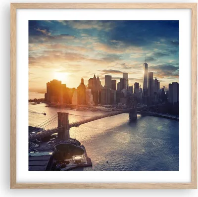 Produktbild von Gerahmtes Poster - Rahmen in heller Eiche - New York Stadt - 50x50 cm - Wand Bild - Wanddeko - Wandbilder - Kunstposter - Wandposter - Bilderrahmen - Bilder - Kunstdruck - Wandbild - P2NAC50x50-3733