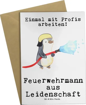 Produktbild von Mr. & Mrs. Panda Grußkarte Feuerwehrmann Leidenschaft - Weiß - Geschenk, Feuerwehr, Lustig, Spruch, Grußkarten, osterkarte, Freiwillige, einladungskarten, hochzeitskarten