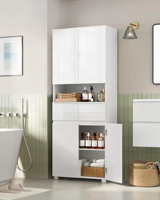 Produktbild von VASAGLE Badezimmerschrank, Badschrank, Badezimmermöbel mit einer Schublade/2 Schubladen, verstellbare Ablagen, offenes Fach