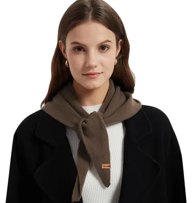 Produktbild von Dreieckstuch Damen Wolle Braun Strick Schal Herbst Winter