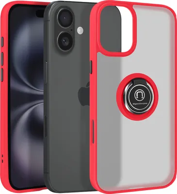 Zdjęcie produktu dla Avizar, etui ochronne iPhone 16, wstrząsoodporne, matowe wykończenie pierścienia magnetycznego, czerwone