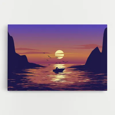 Produktbild von ARTHUB® Leinwandbild 70x100 cm, Sunset Scenery View | Wohnzimmerdekoration, Hängende Bilder, Wanddekoration, Heimdekoration, Landschaften, Seen