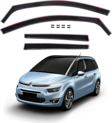 Produktbild von J&J AUTOMOTIVE | GP Windabweiser Für Citroen C4 Grand Picasso ab 2013 4tlg, GP Regenabweiser, Schwarz, Getönt, Aerodynamisch, Einfache Montage, Befeistigung mit Clips