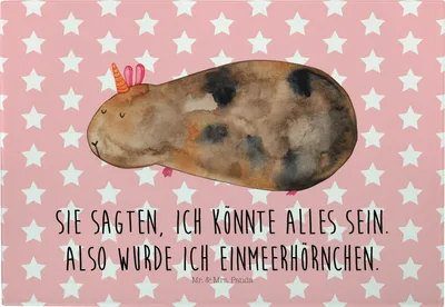 Produktbild von Mr. & Mrs. Panda Vesperplatte Einhorn Meerschweinchen - Rot Pastell - Geschenk, schneidbrett, Schneidebrett, Einhörner, Servierplatte, Glas-Schneidebrett, Unicorn