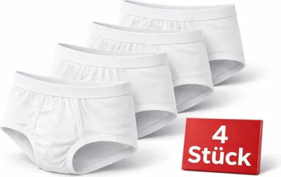 Obrázek produktu pro Pánské slipy 4-pack ze 100% bavlny s poklopcem - Pohodlné pánské spodní prádlo White/XXL