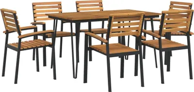 Image de vidaXL Ensemble de jardin 7 pièces en bois massif d'acacia et métal