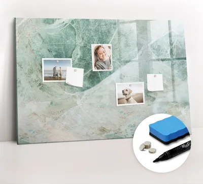 Produktbild von Magnetpinnwand Memoboard - Zubehörsatz - Schwarzer Marker + Schwamm + Magnete - 90 x 60 cm - Marmoroberfläche