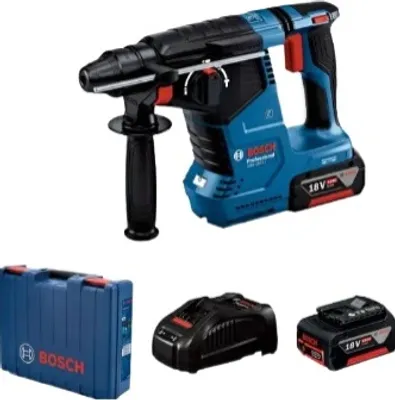 Immagine prodotto di Bosch Professional GBH 187-LI - Trapano a percussione a batteria (18 V, 2 batterie da 5,0 Ah, caricabatterie, 2,4 J, diametro di foratura del calcestruzzo 24 mm, valigetta in plastica)