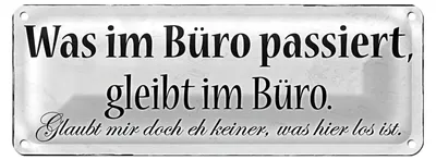 Produktbild von Blechschild Spruch 27x10cm was im Büro passiert bleibt Büro Dekoration