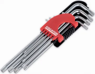 Image de KREATOR Jeu de clés Torx extra-longues 9 pièces acier au chrome-vanadium + support - KRT408303