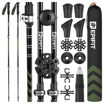 Productafbeelding van Wandelstokken voor Nordic Walking en trekking, ultralicht voor dames en heren, geschikt voor wandelen en trekking. Telescopisch, verstelbaar van 63-135 cm. Model: Skog Lite