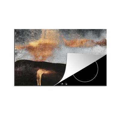 Obrázok produktu pre MuchoWow® Krycia doska sporáka - Indukčná ochrana - 81x52cm Abstraktné - zlaté - elegantné - čierne - sivé - Kryt na sporák z vinylu - Zväčšuje