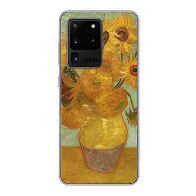 Produktbild von MuchoWow® Handyhülle Schutzhülle Hülle für Samsung Galaxy S20 Ultra Sonnenblumen - Vincent van Gogh Silikon Softcase Handy Hülle - Karteninhaber