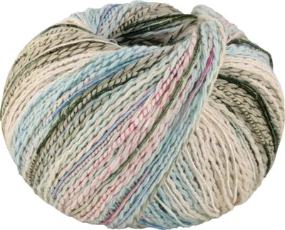 Produktbild von Lana Grossa TORTO 50 g Baumwoll-Effektgarn mit doppeltem Farbeffekt 120 m Farbe 002 - Rohweiß/Mint/Rosa/Grau-/Dunkelgrün/Hellblau