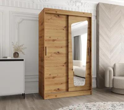 Obrázek produktu pro Šatní skříň 120 cm ZAMIRA se zrcadlem - dub artisan