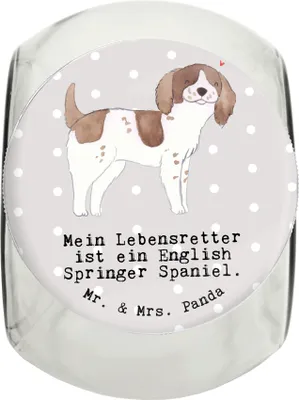 Produktbild von Mr. & Mrs. Panda Dose English Springer Spaniel Lebensretter XL 2000ml - Grau Pastell - Geschenk, glasbehälter, Aufbewahrungsdose, Leckerli, Vorratsbehälter, Keksdose